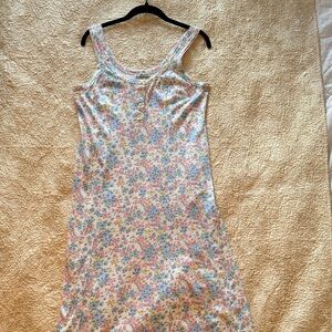 Elegant Floral Maxi Dress in Blue and Pink